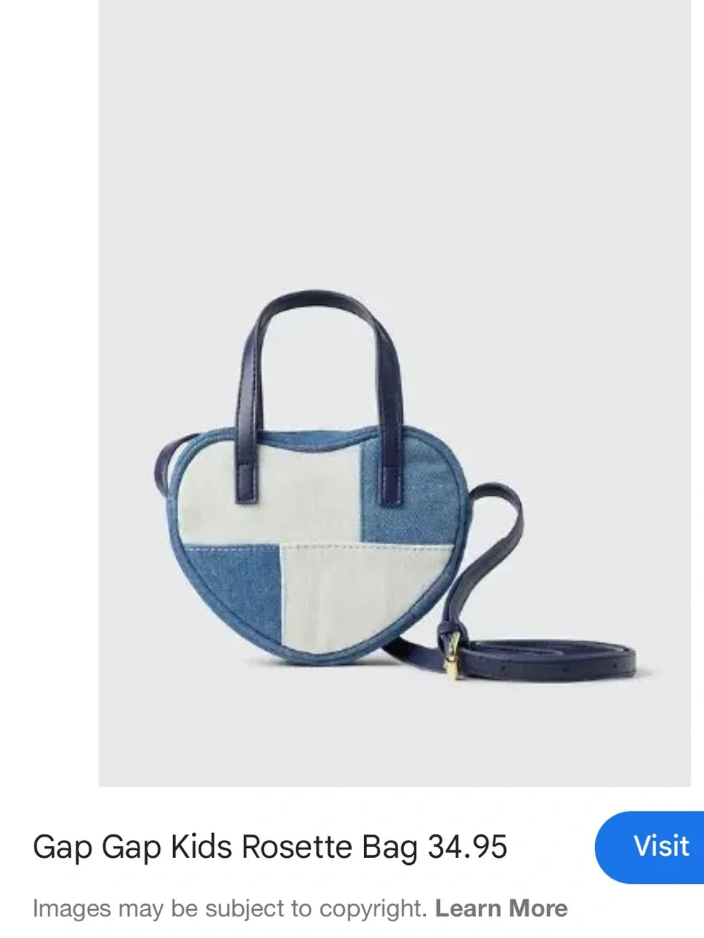 GAP Kids Heart Patchwork Crossbody Bag in Blue and White - Like New Condition